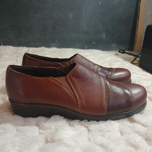 SAS Nora Womens Two-Toned Slip On Brown Leather Loafer Shoes Size 10M